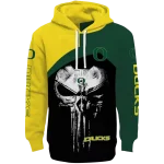 oregon ducks skull punisher yellow black hoodie best selling