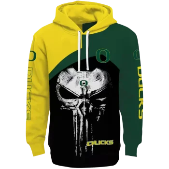 oregon ducks skull punisher yellow black hoodie best selling