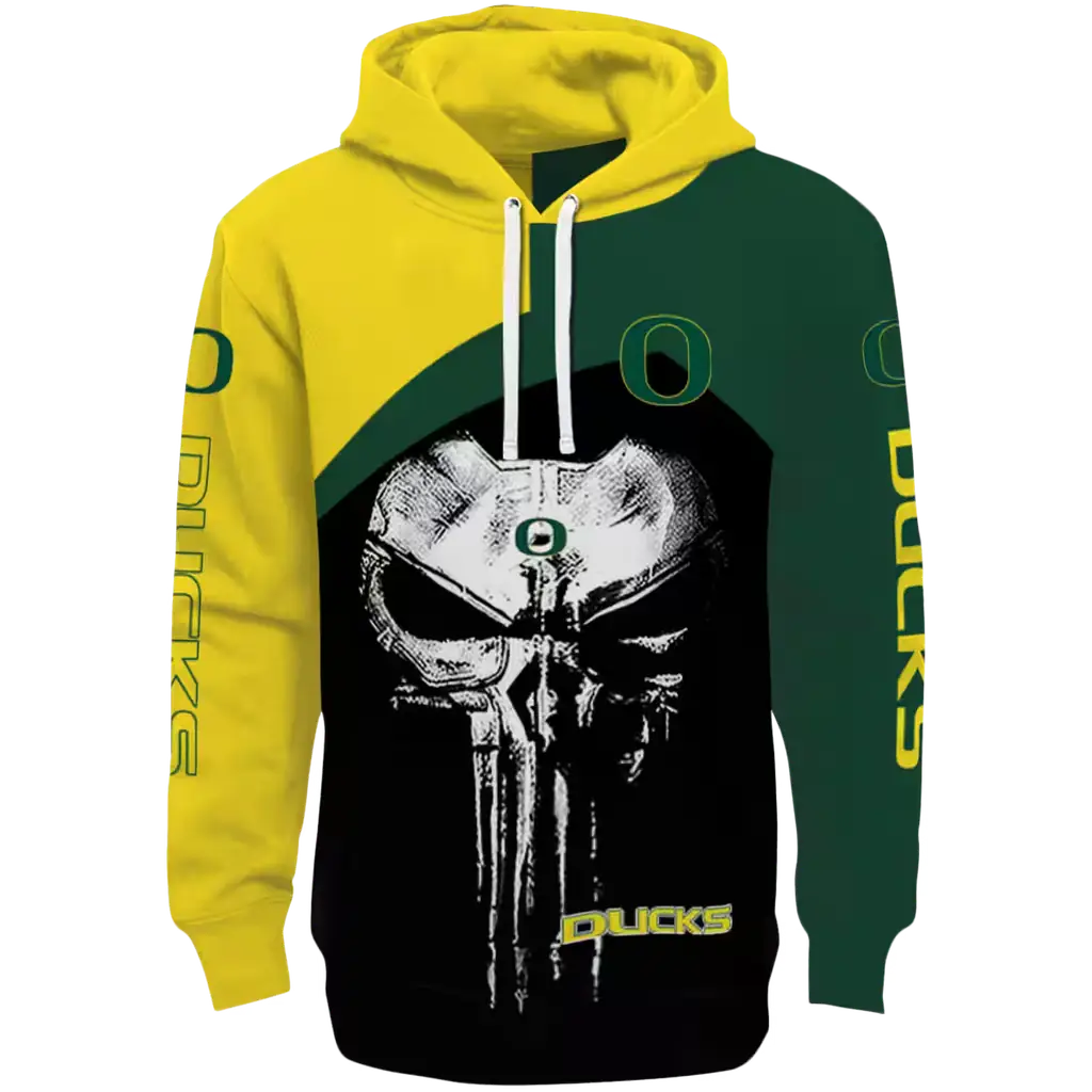 oregon ducks skull punisher yellow black hoodie best selling oregon ducks skull punisher yellow black hoodie best selling