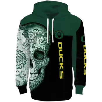 oregon ducks sugar skull green black hoodie best selling