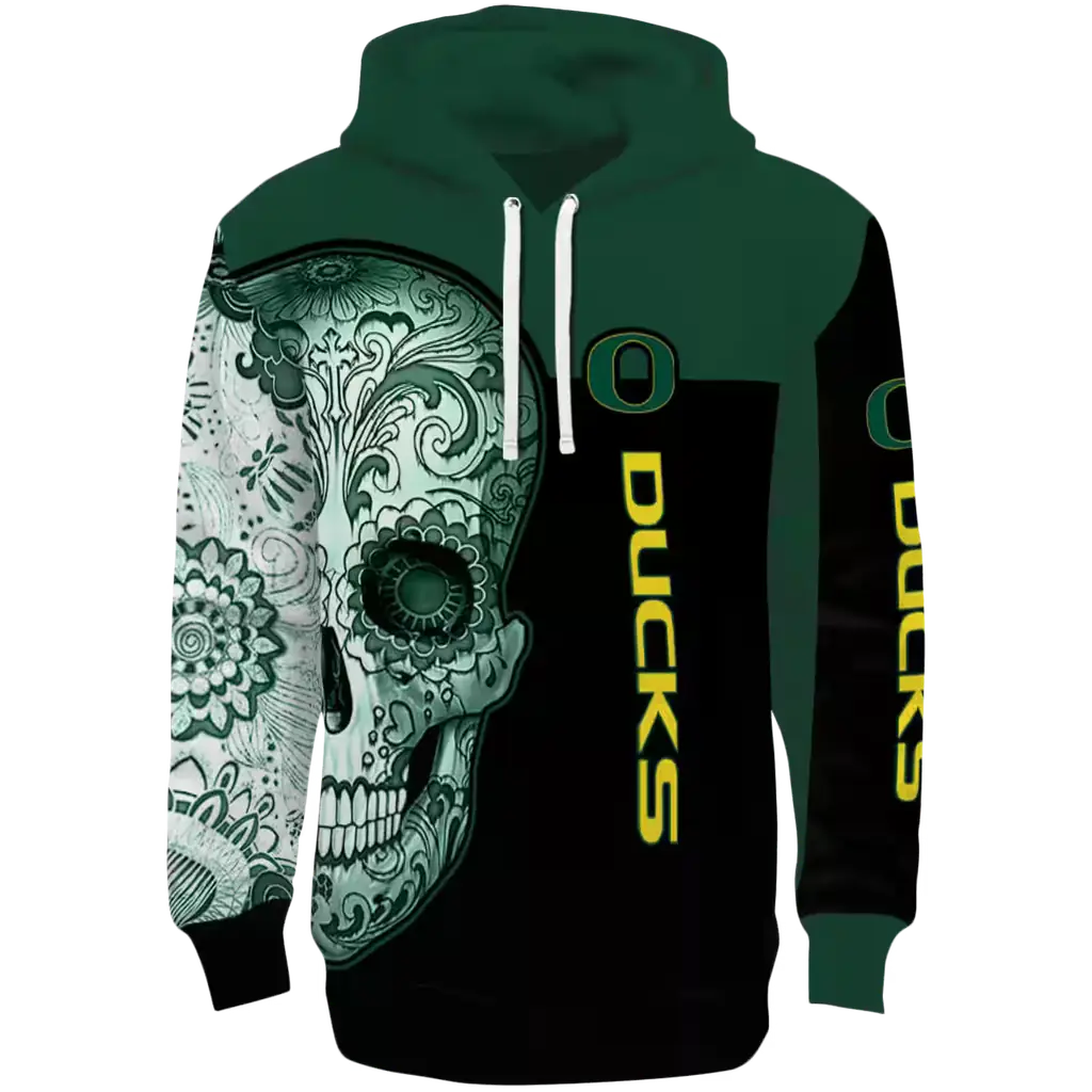 oregon ducks sugar skull green black hoodie best selling oregon ducks sugar skull green black hoodie best selling