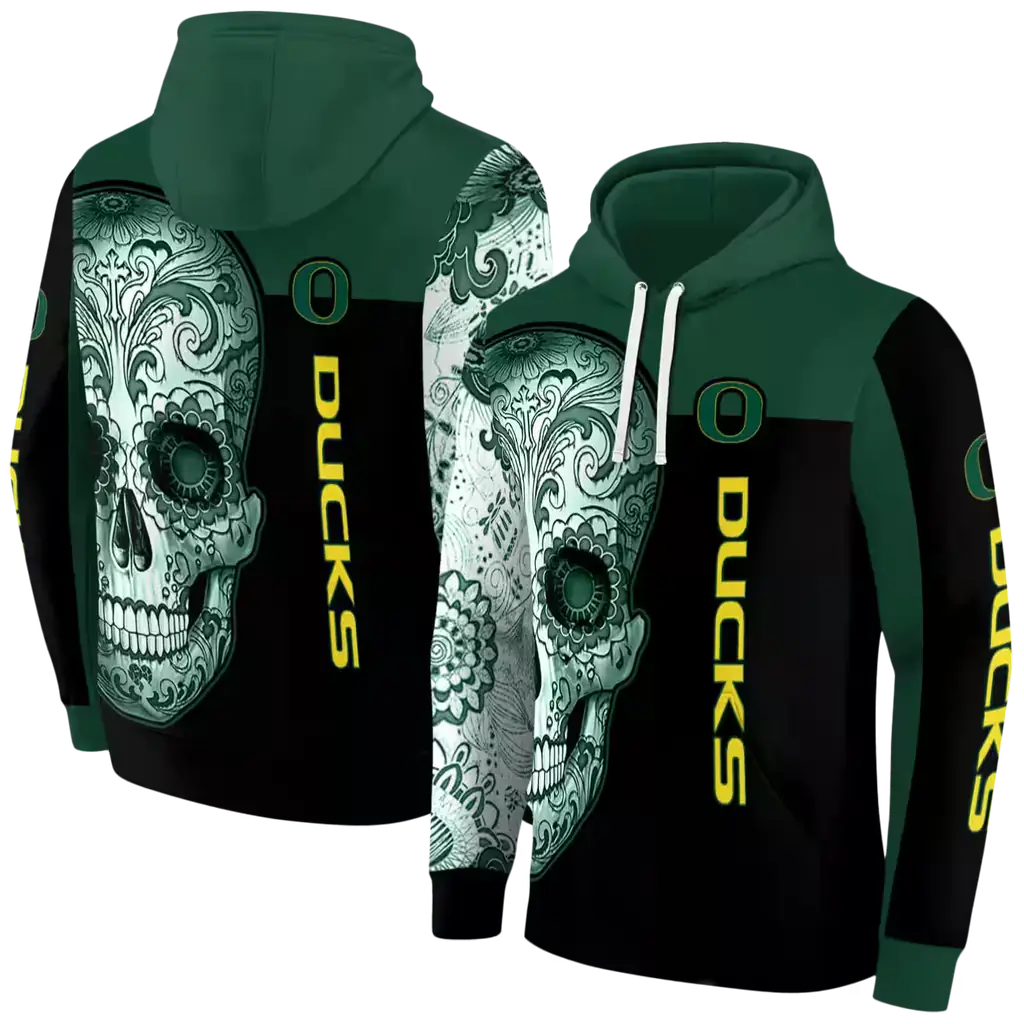 oregon ducks sugar skull green black hoodie fashion forward oregon ducks sugar skull green black hoodie fashion forward