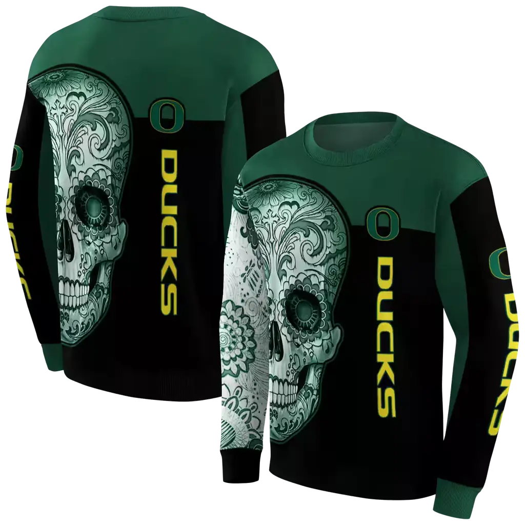 oregon ducks sugar skull green black hoodie premium grade oregon ducks sugar skull green black hoodie premium grade
