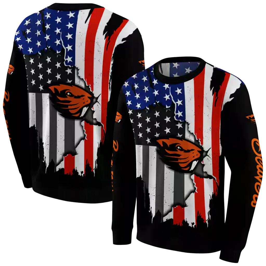 oregon state beavers american pride black hoodie premium grade oregon state beavers american pride black hoodie premium grade