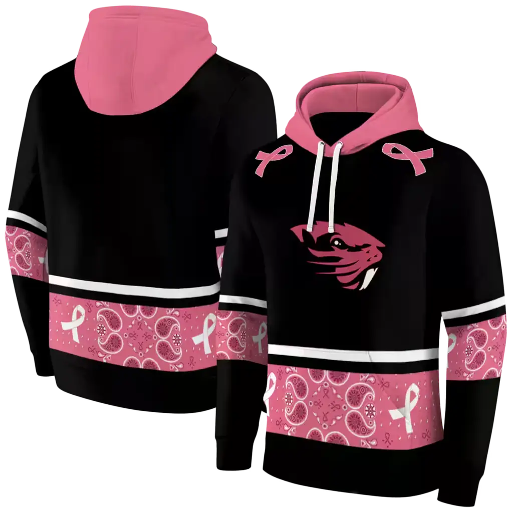 oregon state beavers awareness ribbon black pink hoodie fashion forward oregon state beavers awareness ribbon black pink hoodie fashion forward