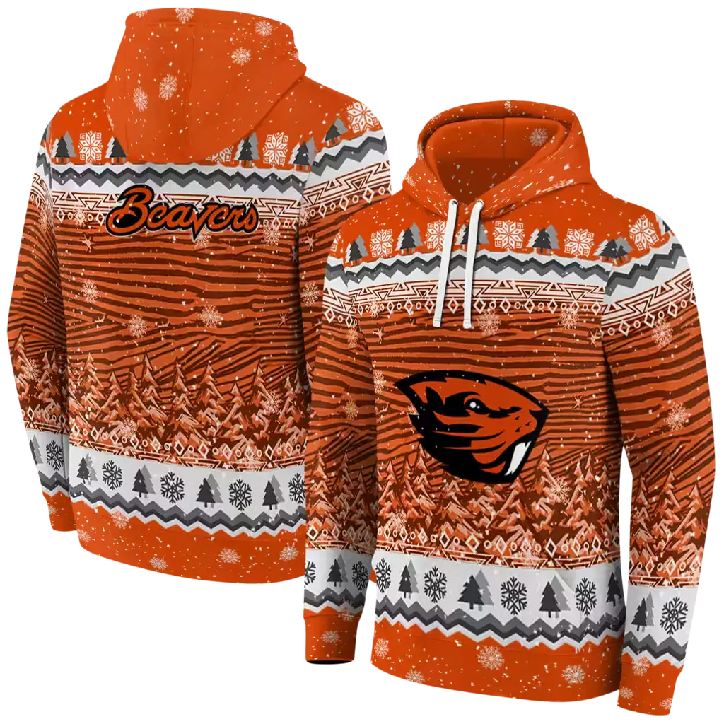 oregon state beavers christmas trees orange hoodie fashion forward oregon state beavers christmas trees orange hoodie fashion forward