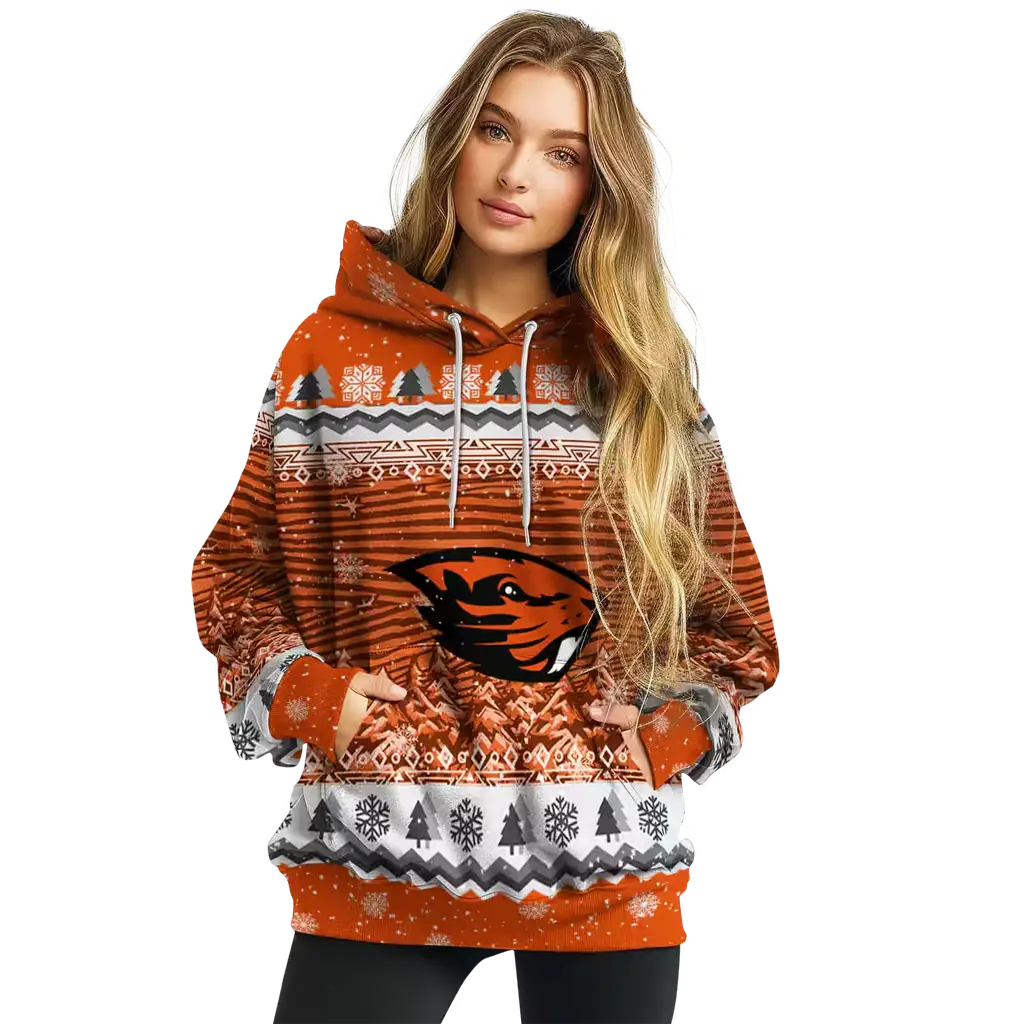 oregon state beavers christmas trees orange hoodie high quality oregon state beavers christmas trees orange hoodie high quality