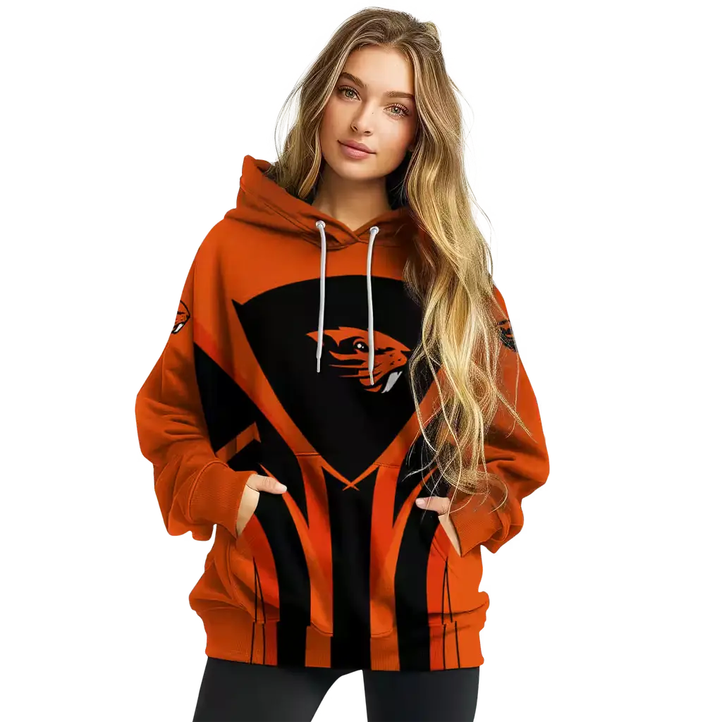 oregon state beavers concentric lines orange black hoodie high quality oregon state beavers concentric lines orange black hoodie high quality
