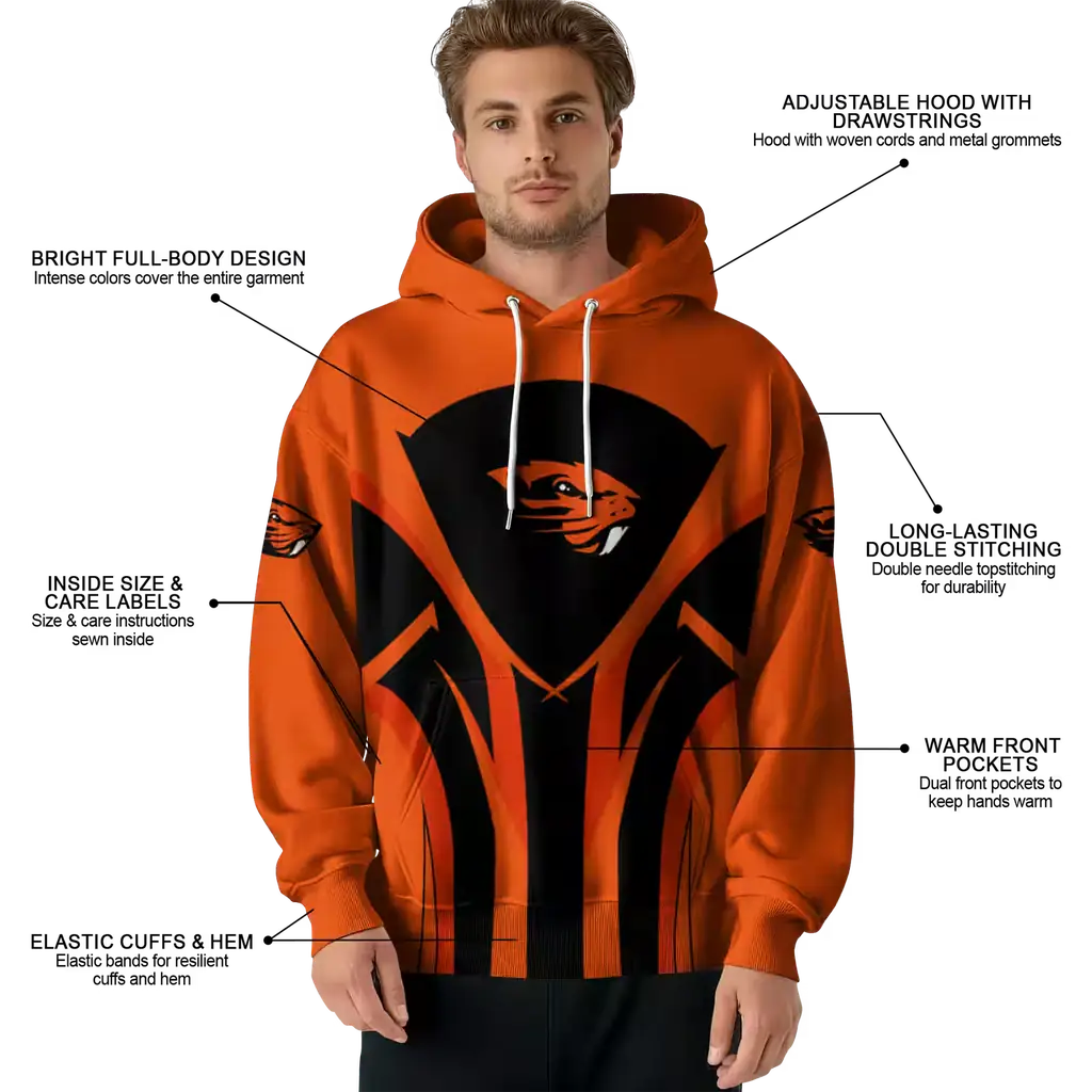 oregon state beavers concentric lines orange black hoodie latest model oregon state beavers concentric lines orange black hoodie latest model