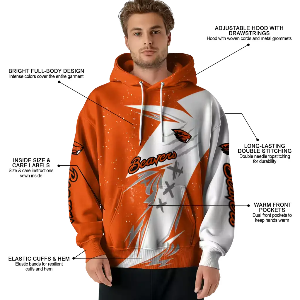 oregon state beavers dynamic slash orange white hoodie latest model oregon state beavers dynamic slash orange white hoodie latest model