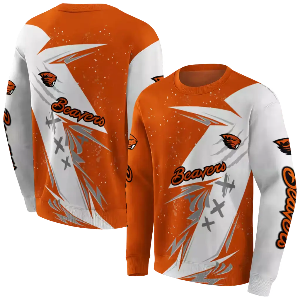 oregon state beavers dynamic slash orange white hoodie premium grade oregon state beavers dynamic slash orange white hoodie premium grade