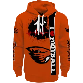 oregon state beavers football heartbeat orange hoodie best selling