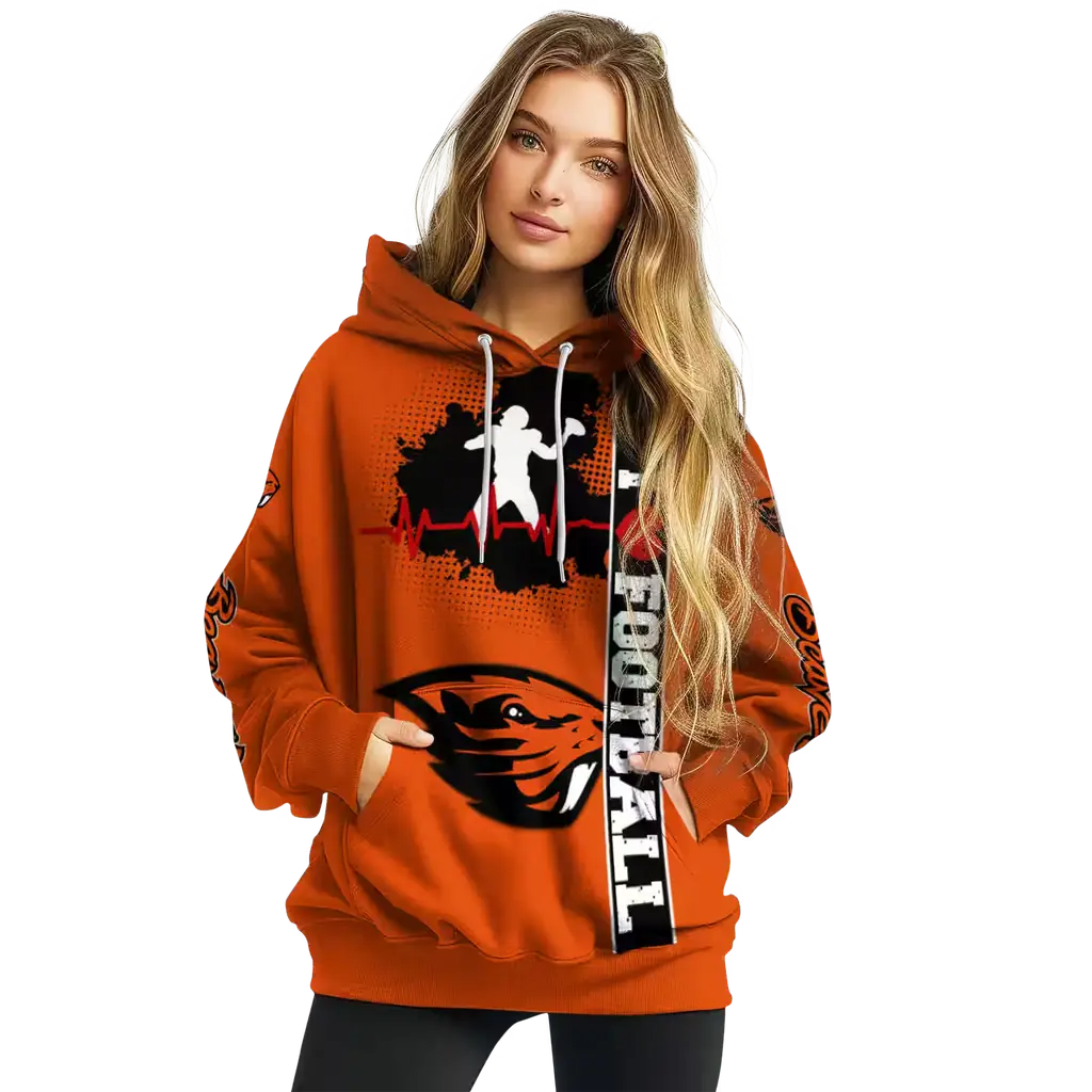 oregon state beavers football heartbeat orange hoodie high quality oregon state beavers football heartbeat orange hoodie high quality
