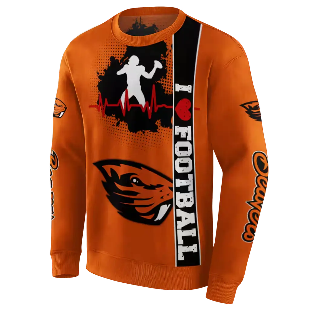 oregon state beavers football heartbeat orange hoodie new arrival oregon state beavers football heartbeat orange hoodie new arrival