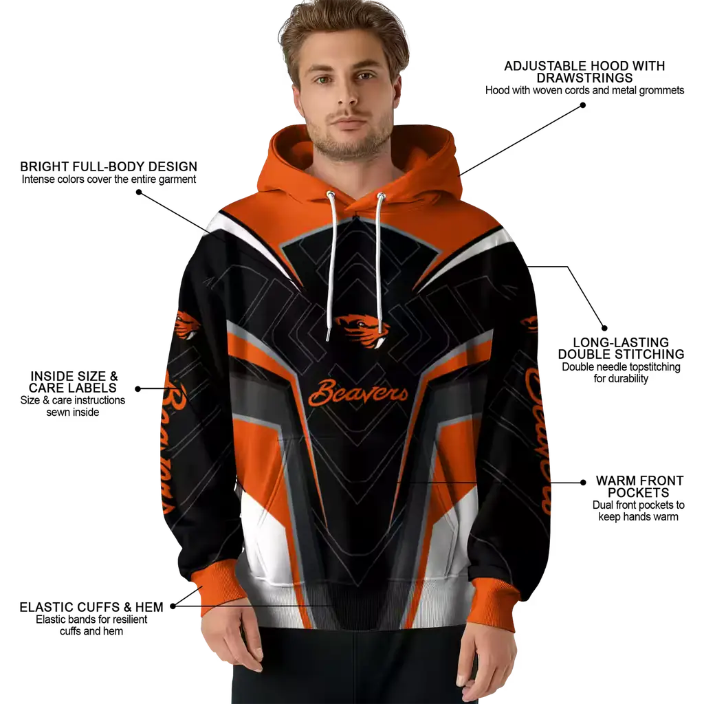 oregon state beavers futuristic pattern orange black hoodie latest model oregon state beavers futuristic pattern orange black hoodie latest model