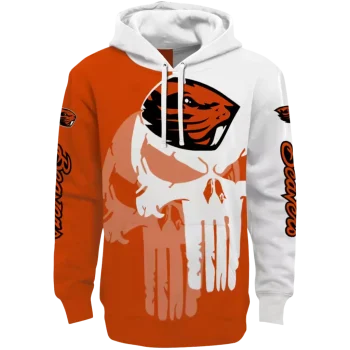 oregon state beavers graphic punisher orange white hoodie best selling