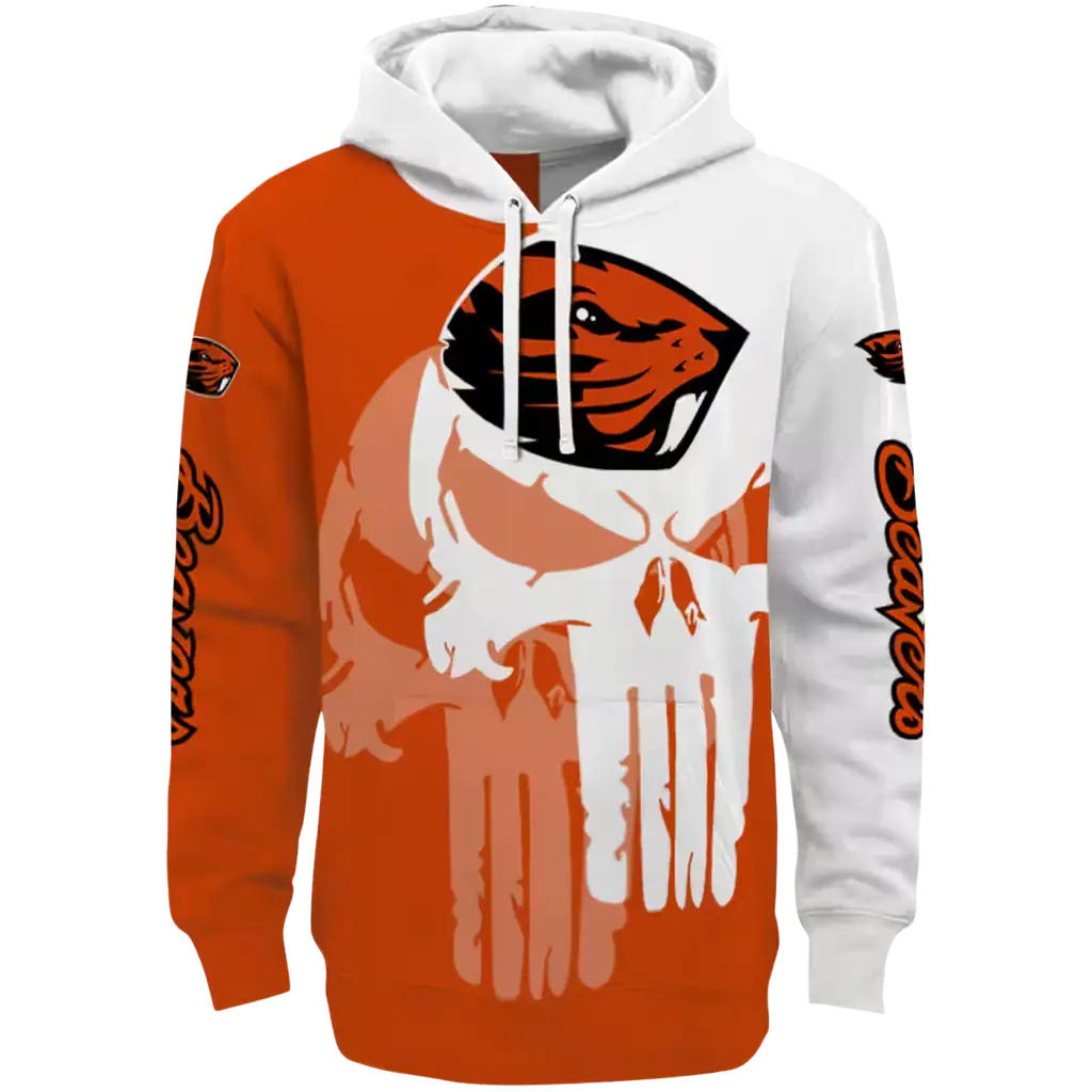 oregon state beavers graphic punisher orange white hoodie best selling oregon state beavers graphic punisher orange white hoodie best selling