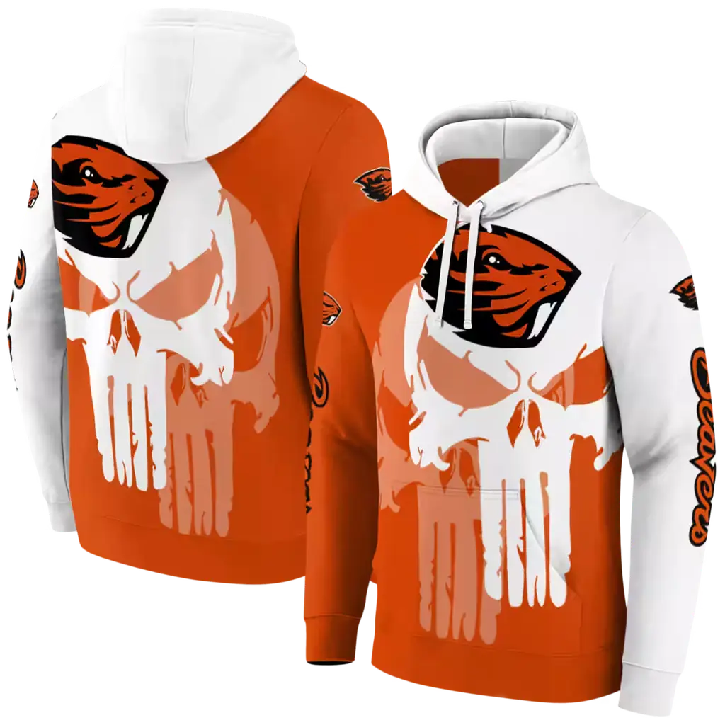 oregon state beavers graphic punisher orange white hoodie fashion forward oregon state beavers graphic punisher orange white hoodie fashion forward