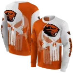 oregon state beavers graphic punisher orange white hoodie best selling