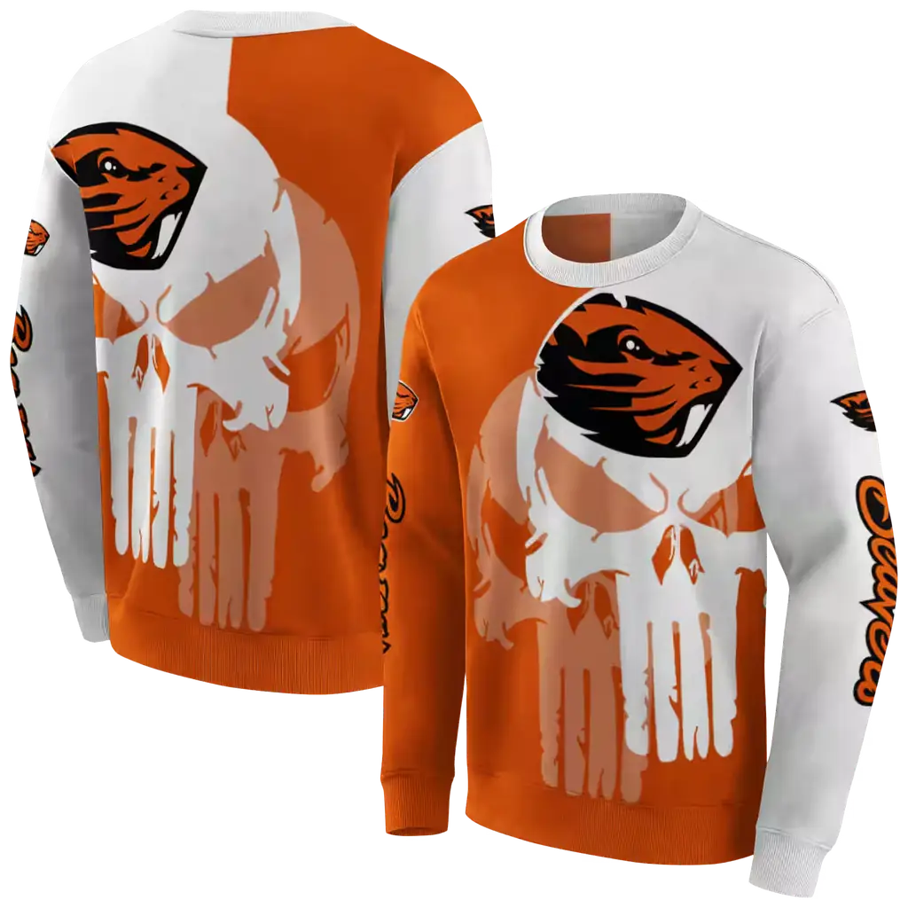 oregon state beavers graphic punisher orange white hoodie premium grade oregon state beavers graphic punisher orange white hoodie premium grade