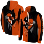 oregon state beavers heartbeat graphic orange hoodie best selling