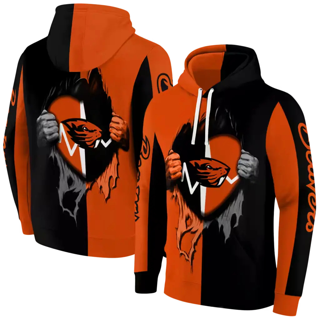 oregon state beavers heartbeat graphic orange hoodie fashion forward oregon state beavers heartbeat graphic orange hoodie fashion forward