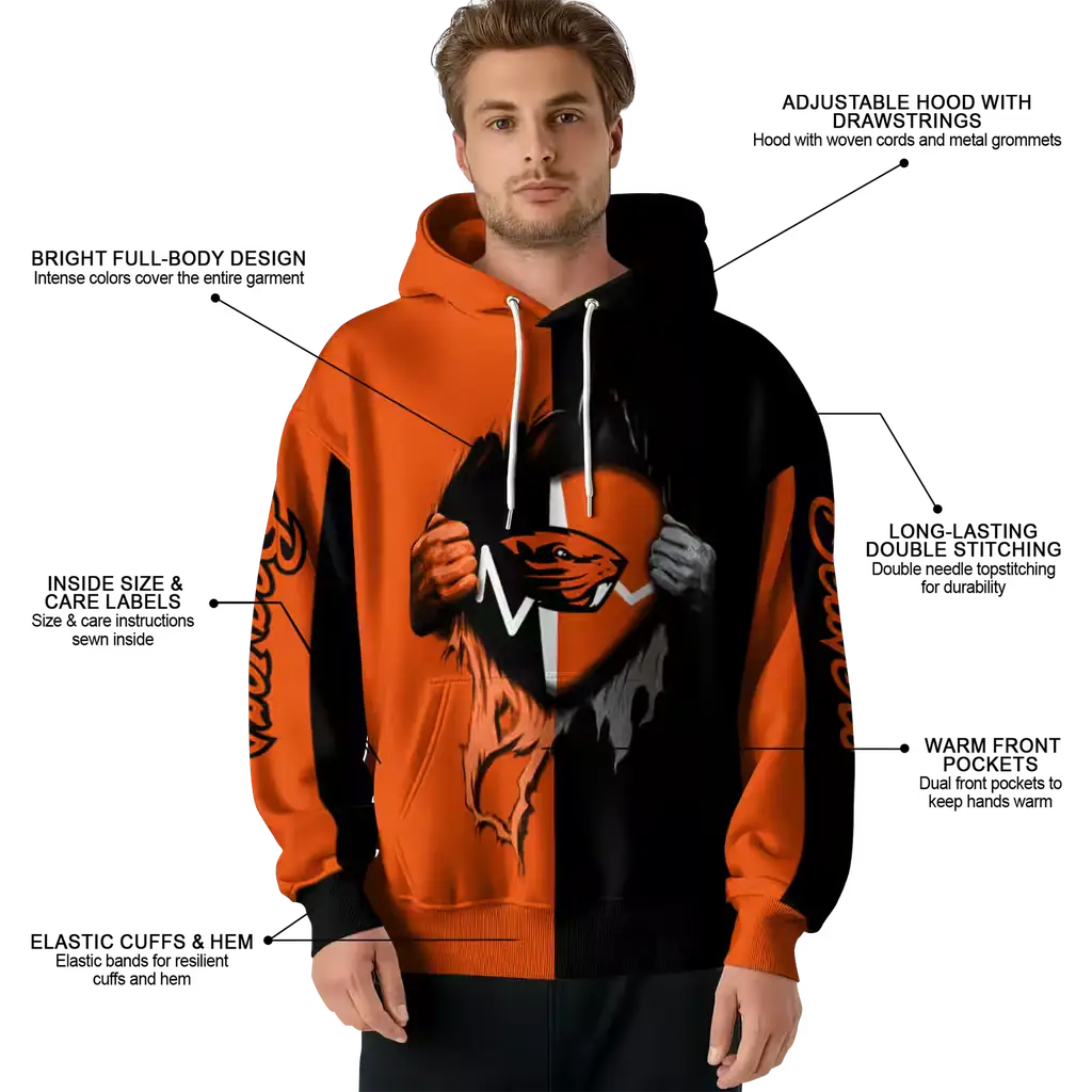 oregon state beavers heartbeat graphic orange hoodie latest model oregon state beavers heartbeat graphic orange hoodie latest model