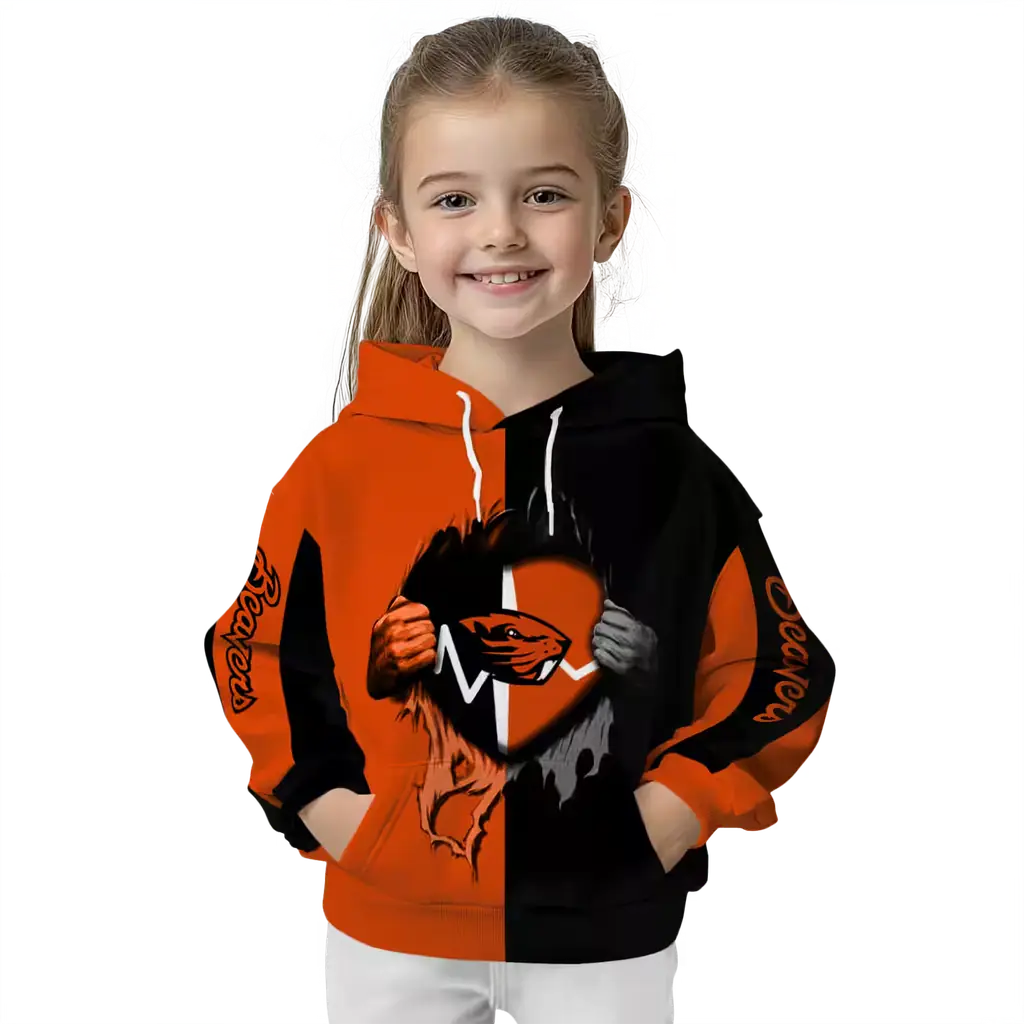 oregon state beavers heartbeat graphic orange hoodie top rated oregon state beavers heartbeat graphic orange hoodie top rated