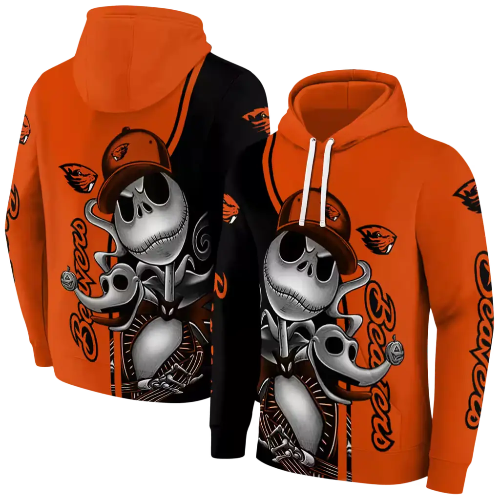 oregon state beavers jack skellington orange hoodie fashion forward oregon state beavers jack skellington orange hoodie fashion forward