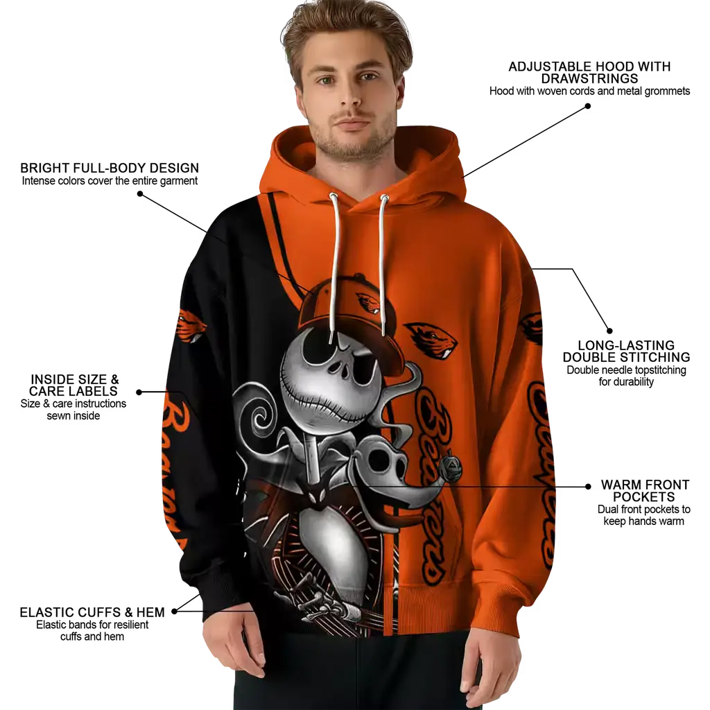 oregon state beavers jack skellington orange hoodie latest model oregon state beavers jack skellington orange hoodie latest model