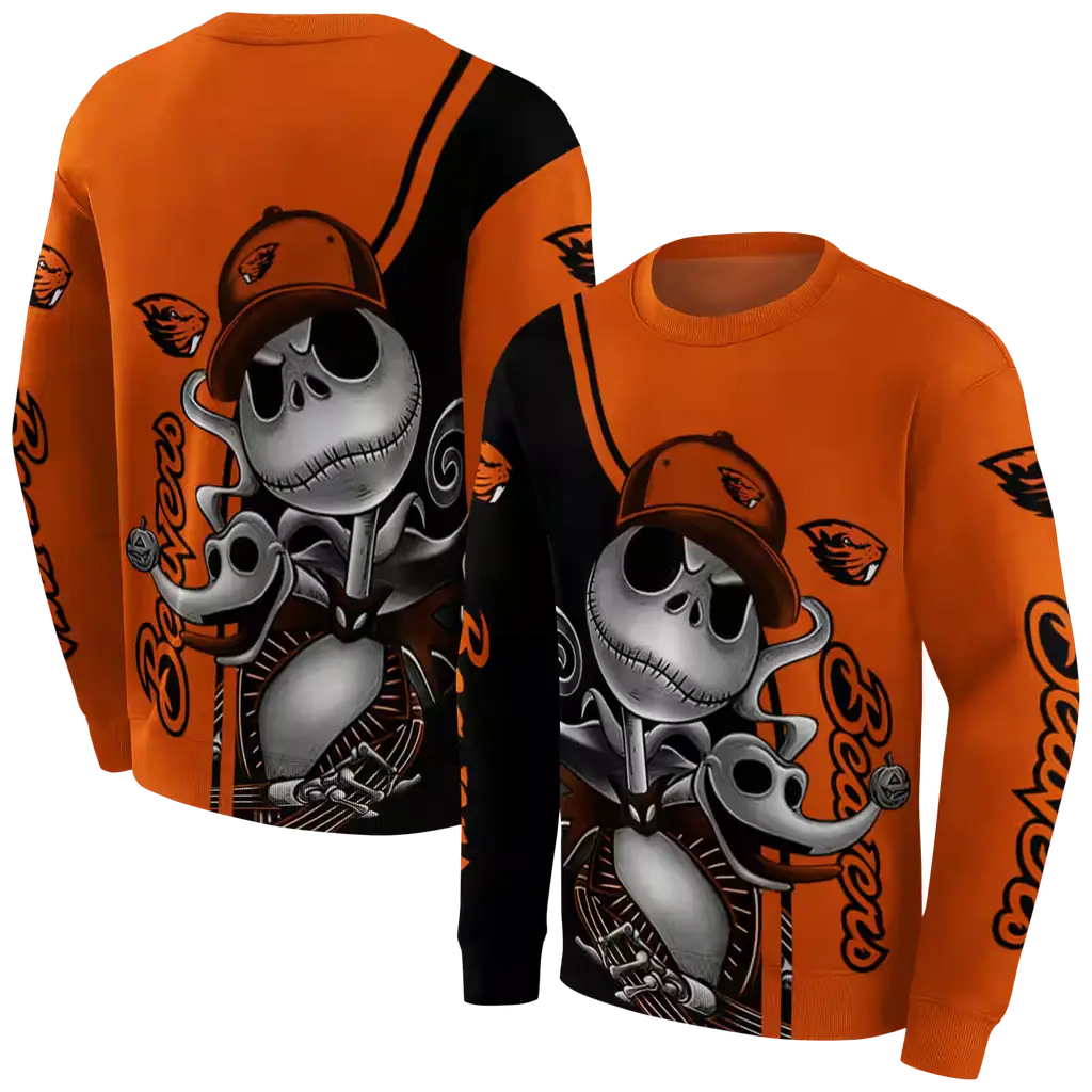 oregon state beavers jack skellington orange hoodie premium grade oregon state beavers jack skellington orange hoodie premium grade