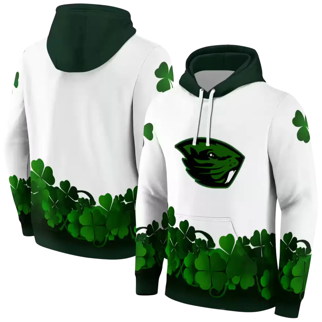 oregon state beavers lucky motif white green hoodie fashion forward oregon state beavers lucky motif white green hoodie fashion forward