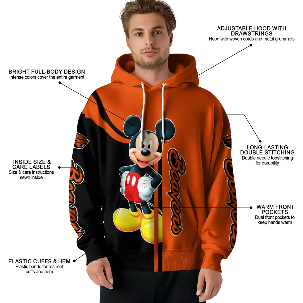 oregon state beavers mickey mouse orange black hoodie latest model oregon state beavers mickey mouse orange black hoodie latest model