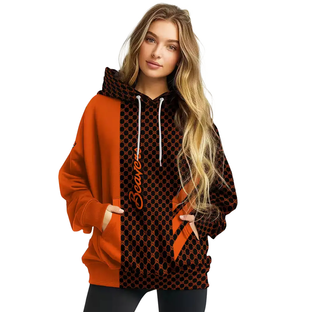 oregon state beavers monogram pattern orange hoodie high quality oregon state beavers monogram pattern orange hoodie high quality