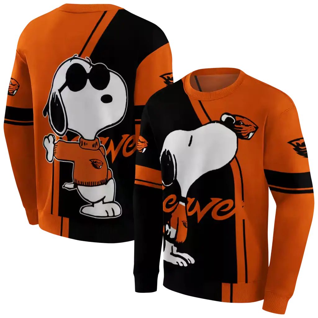 oregon state beavers playful snoopy orange hoodie premium grade oregon state beavers playful snoopy orange hoodie premium grade