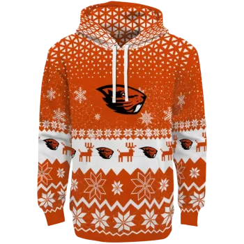 oregon state beavers reindeer motif orange hoodie best selling