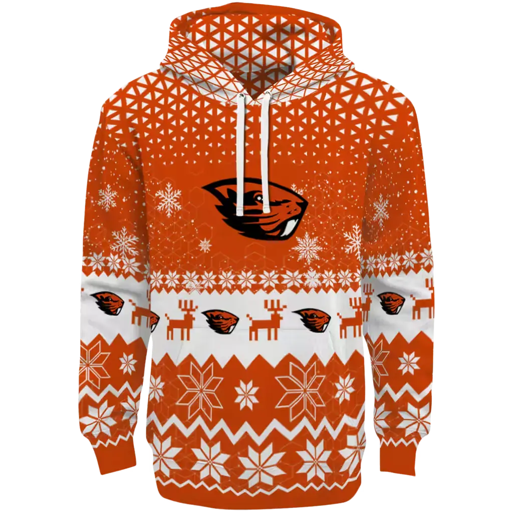 oregon state beavers reindeer motif orange hoodie best selling oregon state beavers reindeer motif orange hoodie best selling