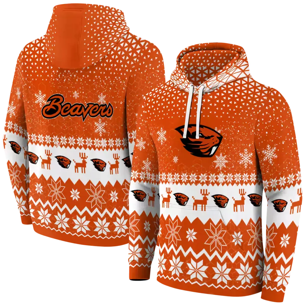 oregon state beavers reindeer motif orange hoodie fashion forward oregon state beavers reindeer motif orange hoodie fashion forward