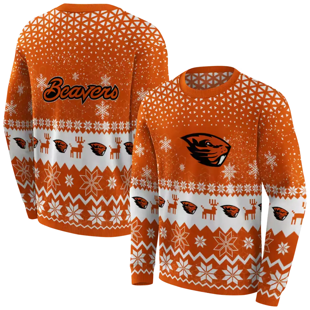 oregon state beavers reindeer motif orange hoodie premium grade oregon state beavers reindeer motif orange hoodie premium grade