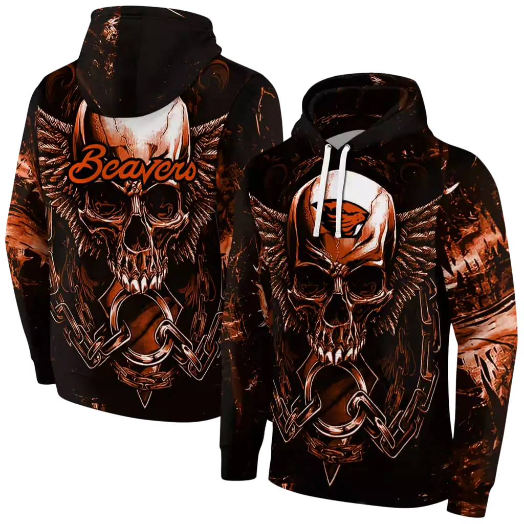 oregon state beavers skull artwork orange black hoodie fashion forward oregon state beavers skull artwork orange black hoodie fashion forward