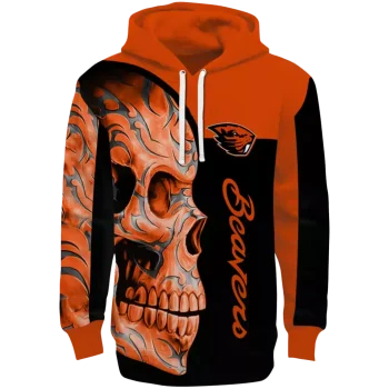 oregon state beavers skull motif orange black hoodie best selling