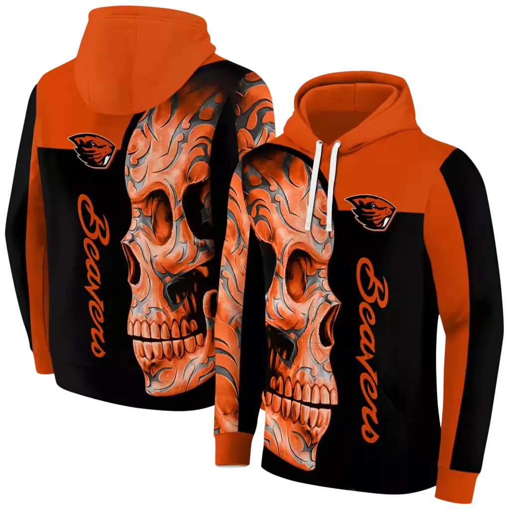 oregon state beavers skull motif orange black hoodie fashion forward oregon state beavers skull motif orange black hoodie fashion forward