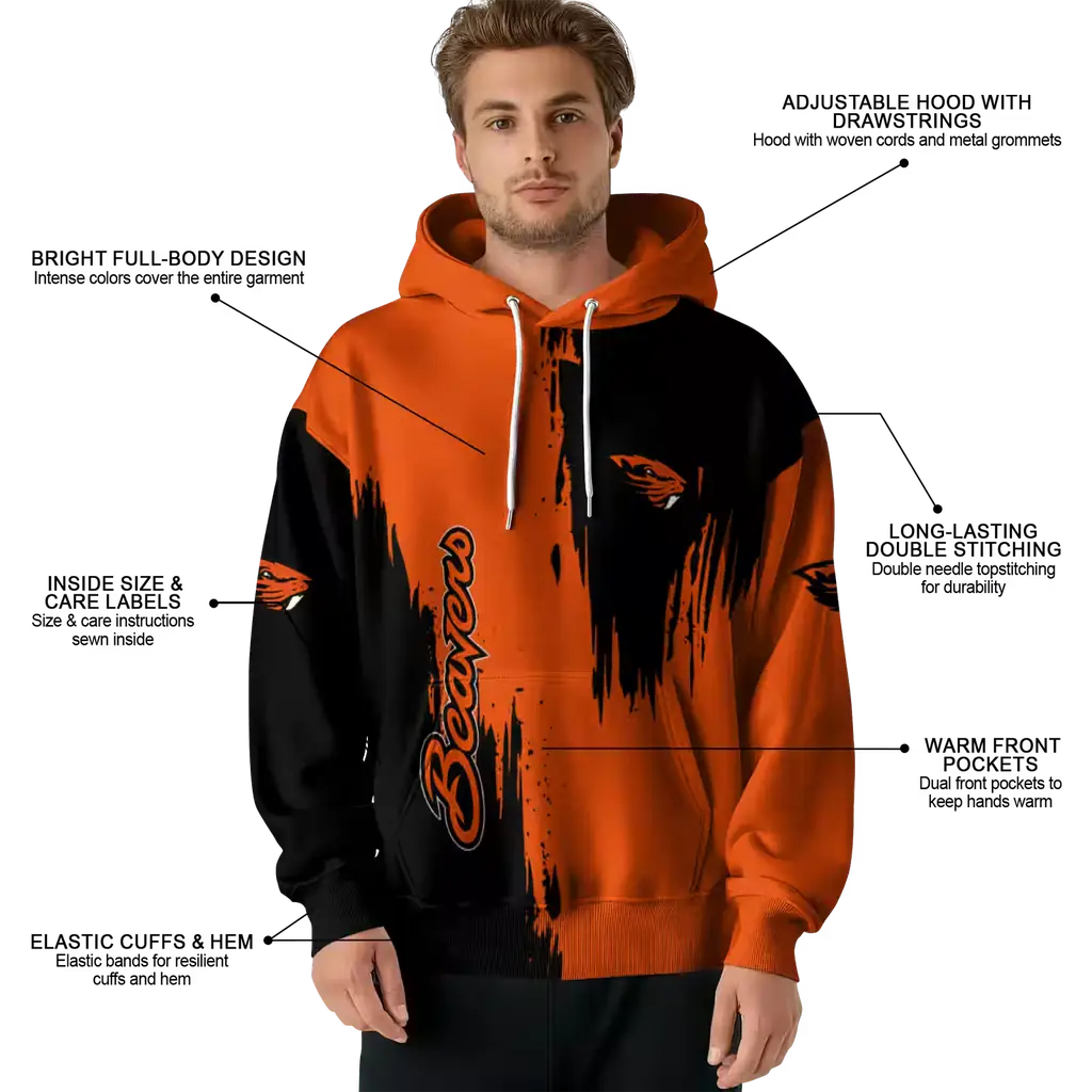 oregon state beavers splatter effect orange hoodie latest model oregon state beavers splatter effect orange hoodie latest model