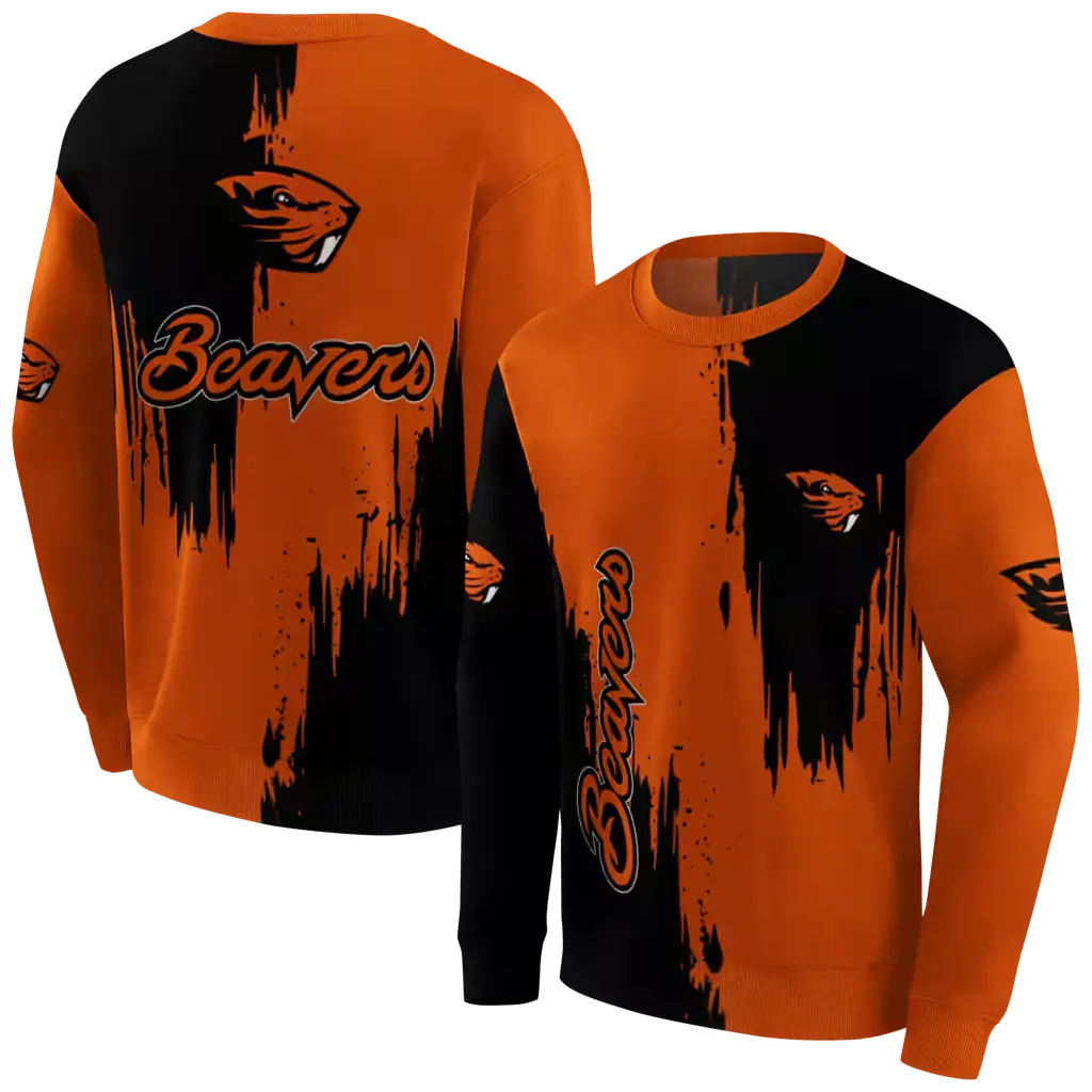 oregon state beavers splatter effect orange hoodie premium grade oregon state beavers splatter effect orange hoodie premium grade