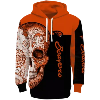 oregon state beavers sugar skull orange black hoodie best selling