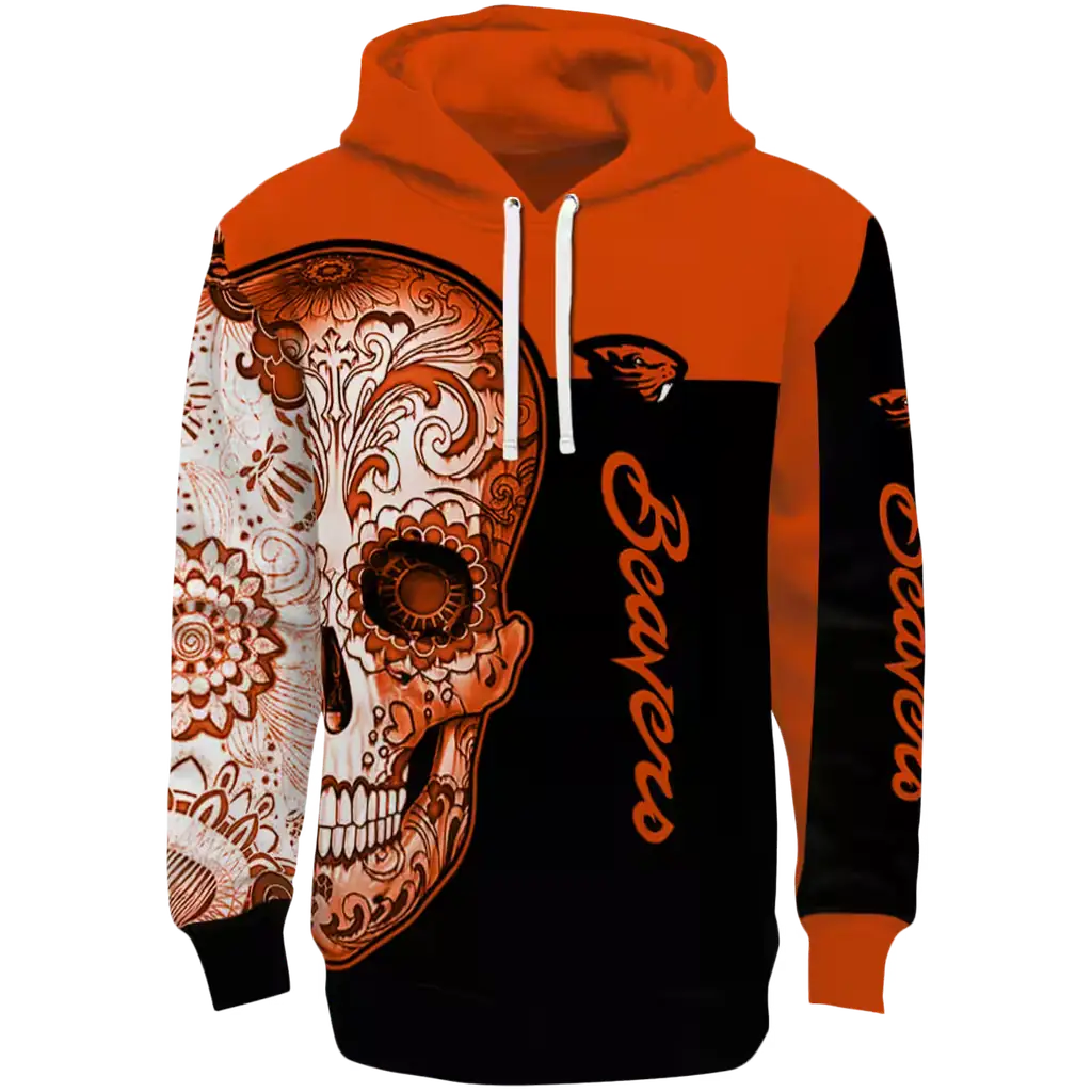 oregon state beavers sugar skull orange black hoodie best selling oregon state beavers sugar skull orange black hoodie best selling