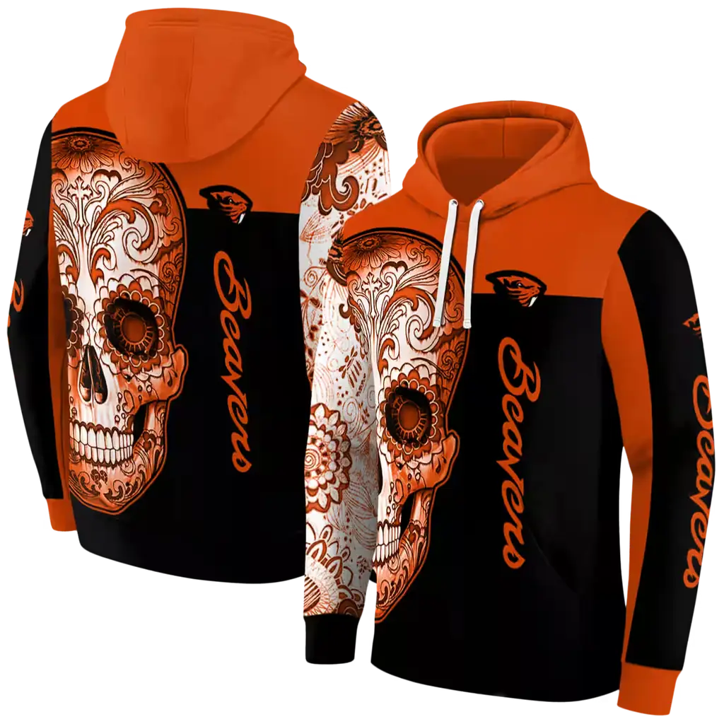 oregon state beavers sugar skull orange black hoodie fashion forward oregon state beavers sugar skull orange black hoodie fashion forward