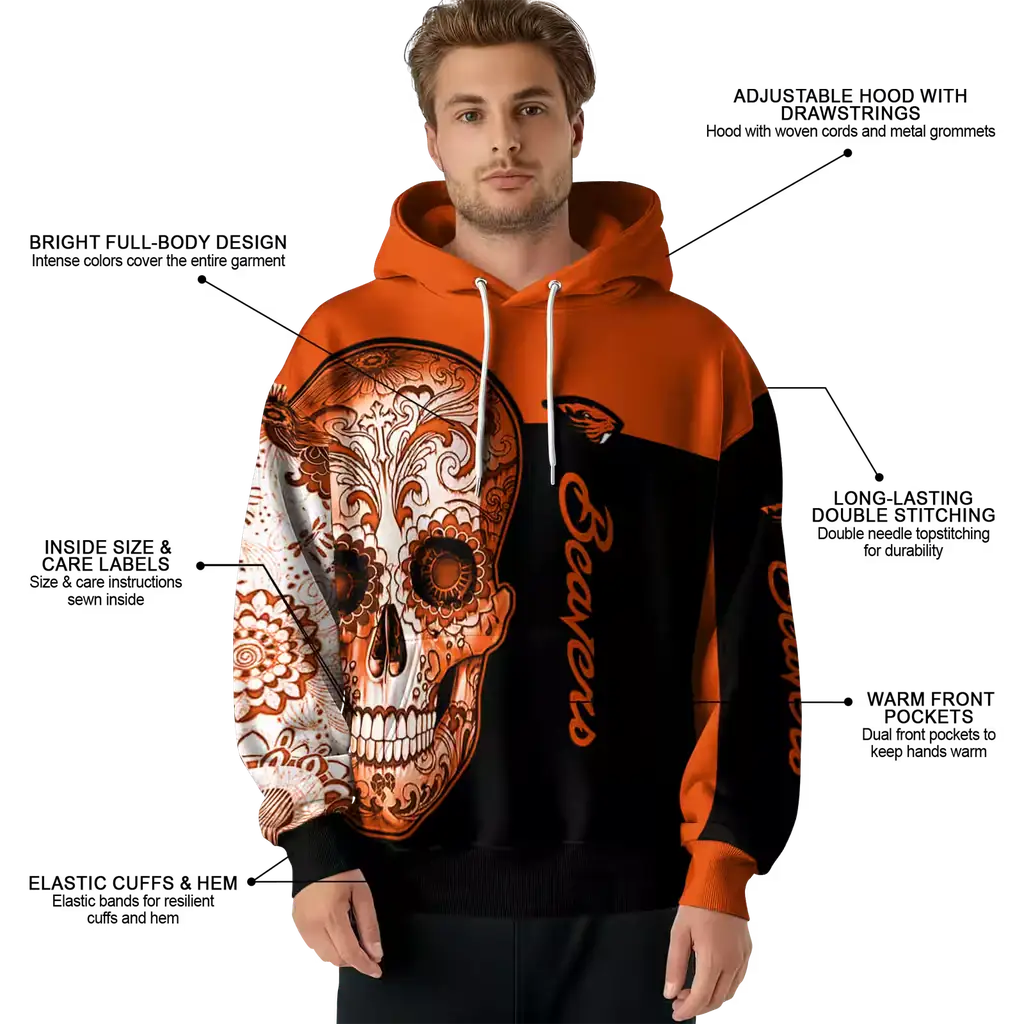 oregon state beavers sugar skull orange black hoodie latest model oregon state beavers sugar skull orange black hoodie latest model
