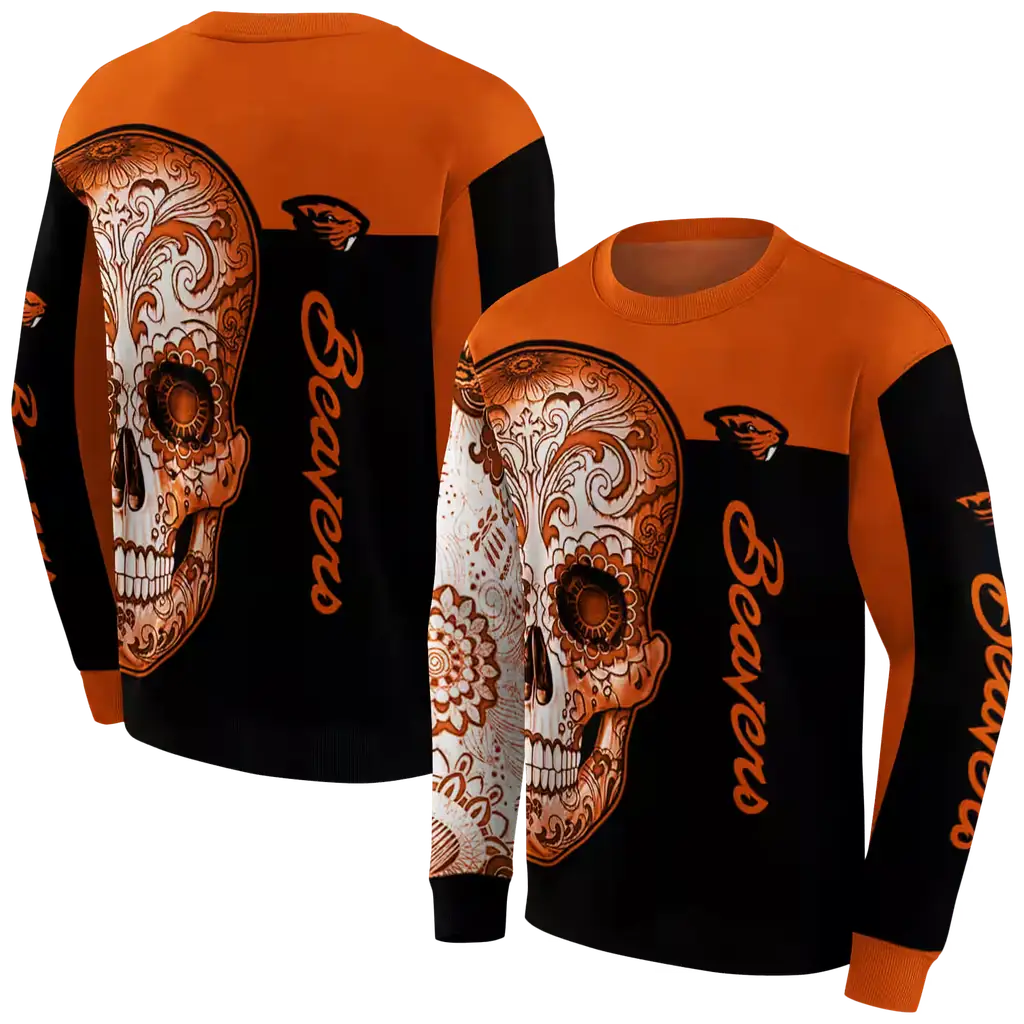 oregon state beavers sugar skull orange black hoodie premium grade oregon state beavers sugar skull orange black hoodie premium grade