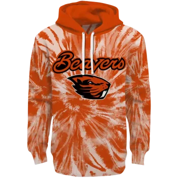 oregon state beavers tie dye pattern orange hoodie best selling